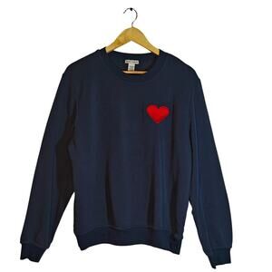 Better Together Navy Crewneck Sweatshirt Red Heart Patch Size L